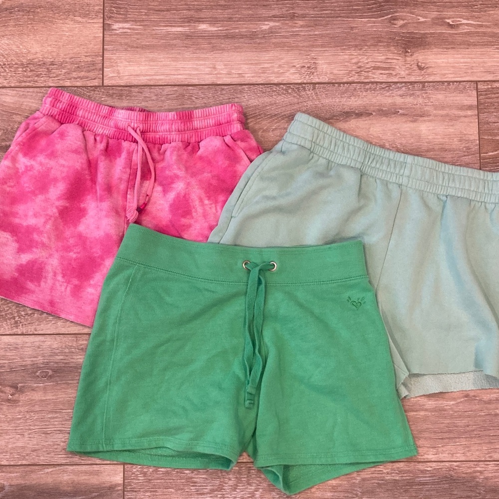Kids 3-Pack Athleisure Shorts - Pink Tie-Dye, Green, Mint